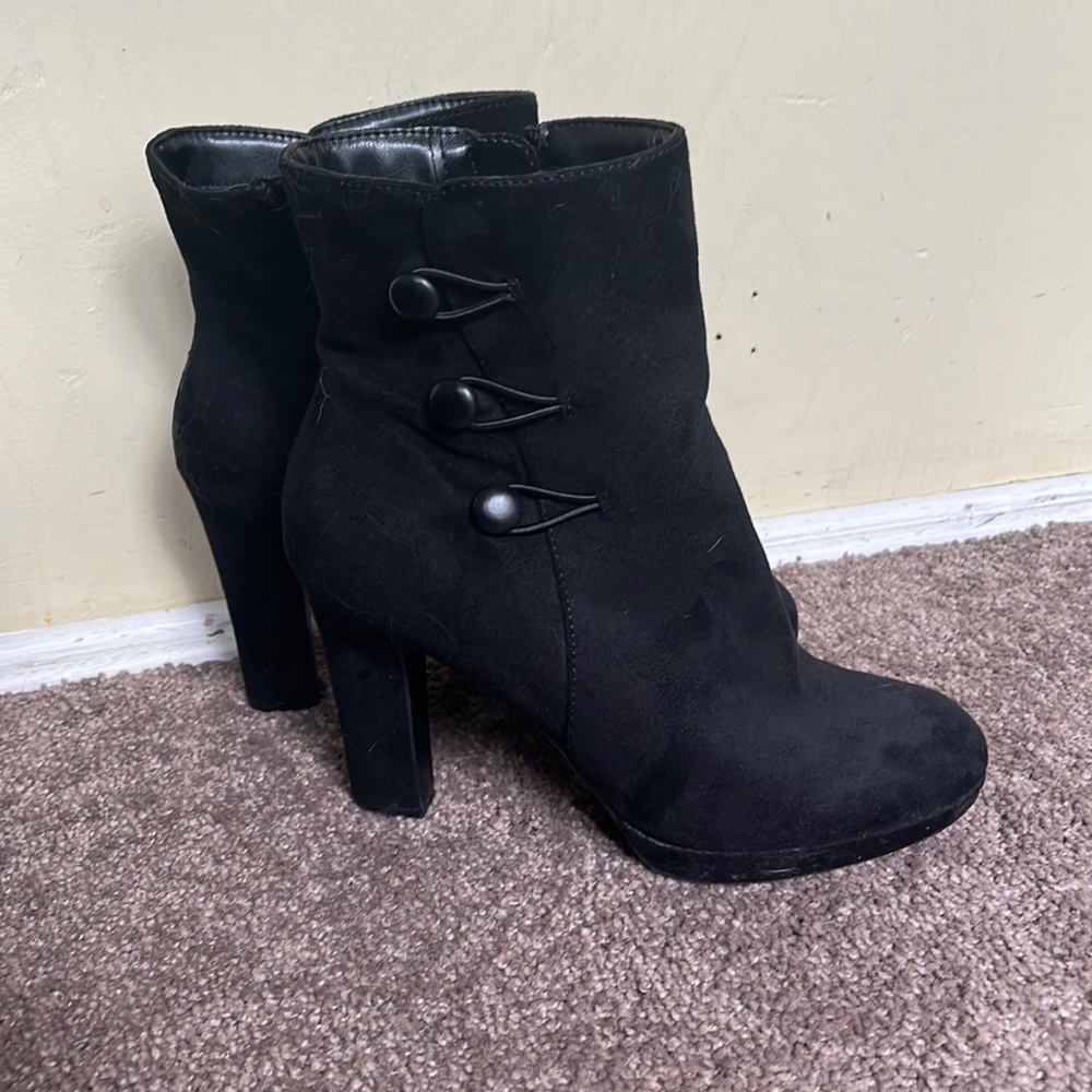 Faux suede black platform booties